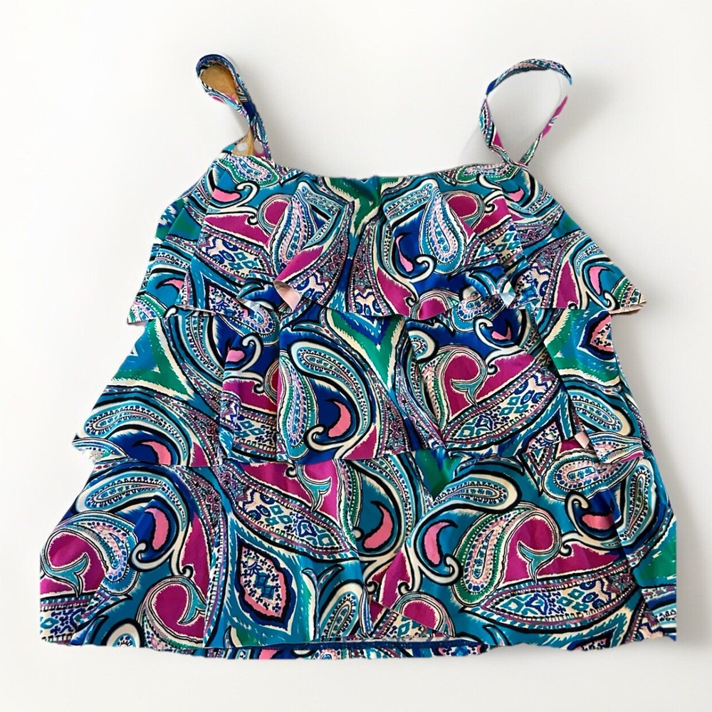 NWT Beach House Bathing Suit Tankini Gypsea Jane Ruffled Aqua Size 8 MSRP $71